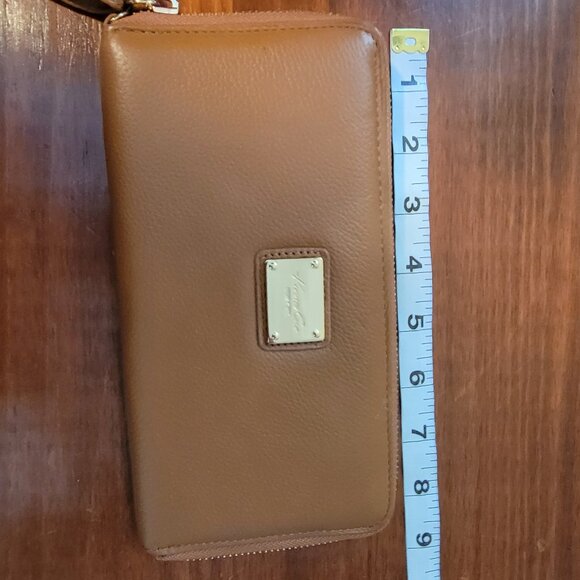 KENNETH COLE Saddle Brown Leather Wallet W/ Removable Wristlet- Zip Around - Picture 10 of 14